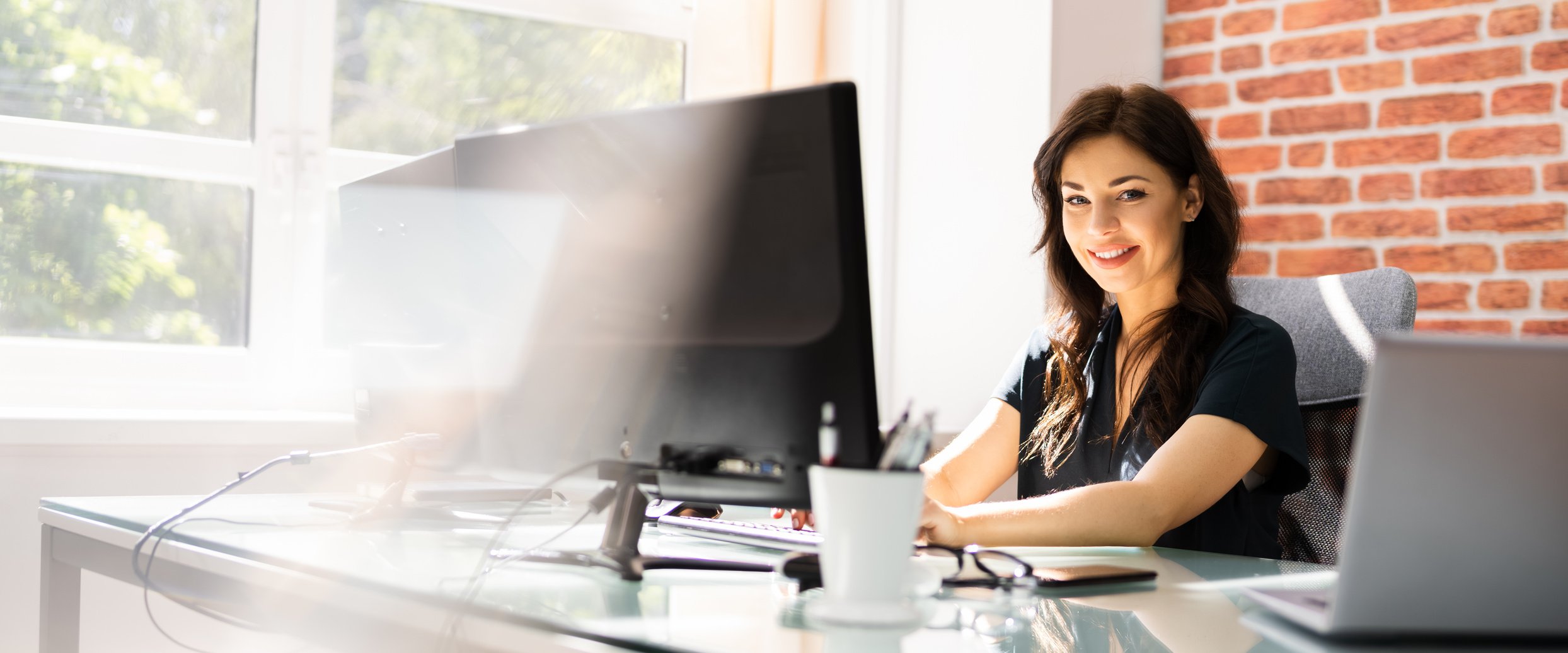 Woman At Workplace. Manager Doing Business Communication